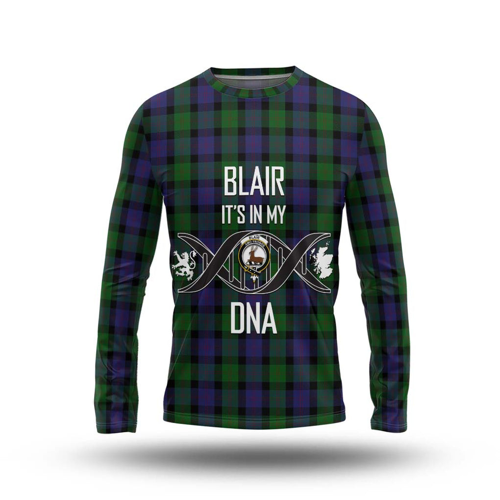 Blair Tartan Long Sleeve T-Shirt with Family Crest DNA In Me Style Unisex - Tartanvibesclothing Shop