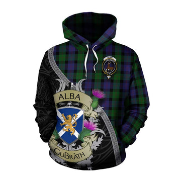 Blair Tartan Family Crest Cotton Hoodie Lion Rampant Royal Thistle Shield Celtic Inspired