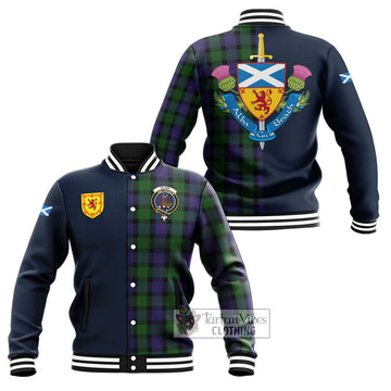 Tartan Vibes Clothing Blair Tartan Baseball Jacket with Scottish Lion Royal Arm Half Style