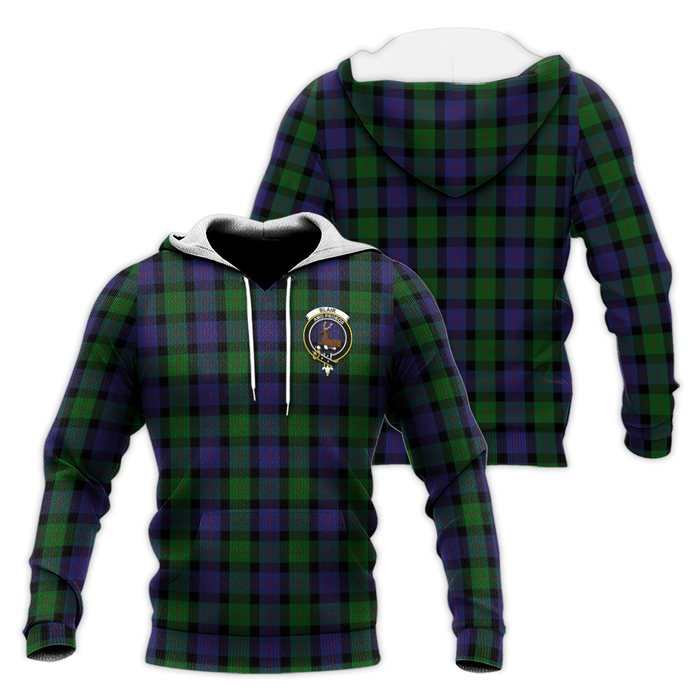 Blair Tartan Knitted Hoodie with Family Crest Unisex Knitted Hoodie - Tartanvibesclothing