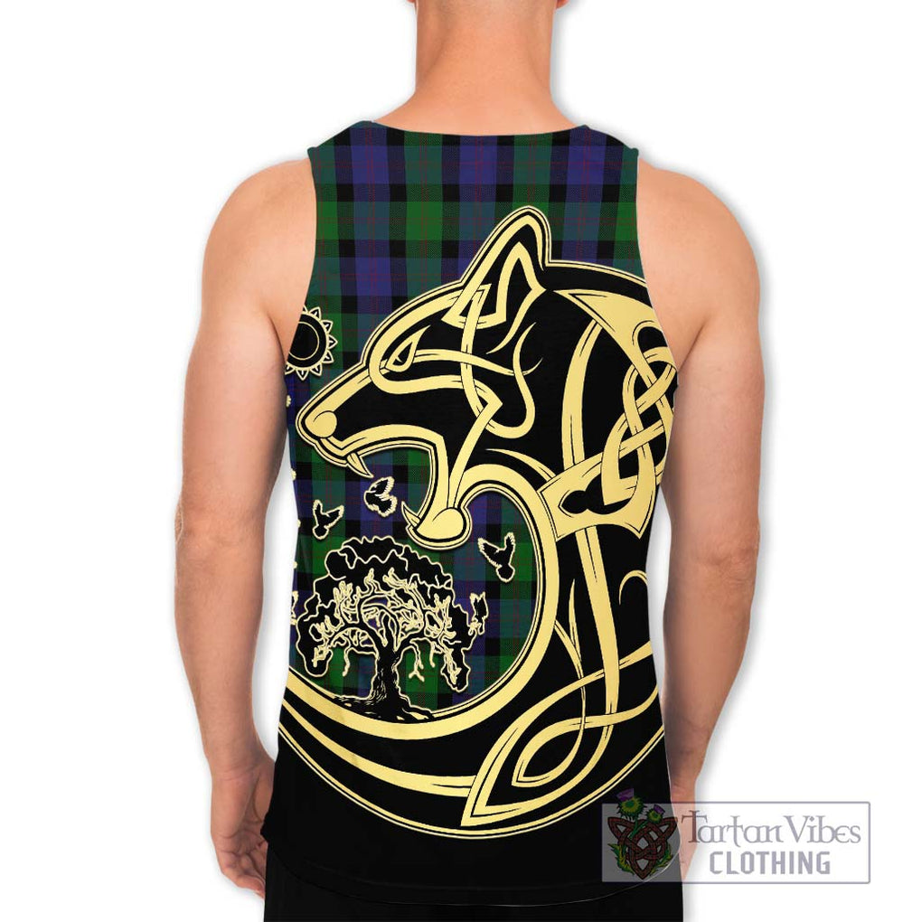 Blair Tartan Men's Tank Top with Family Crest Celtic Wolf Style - Tartan Vibes Clothing