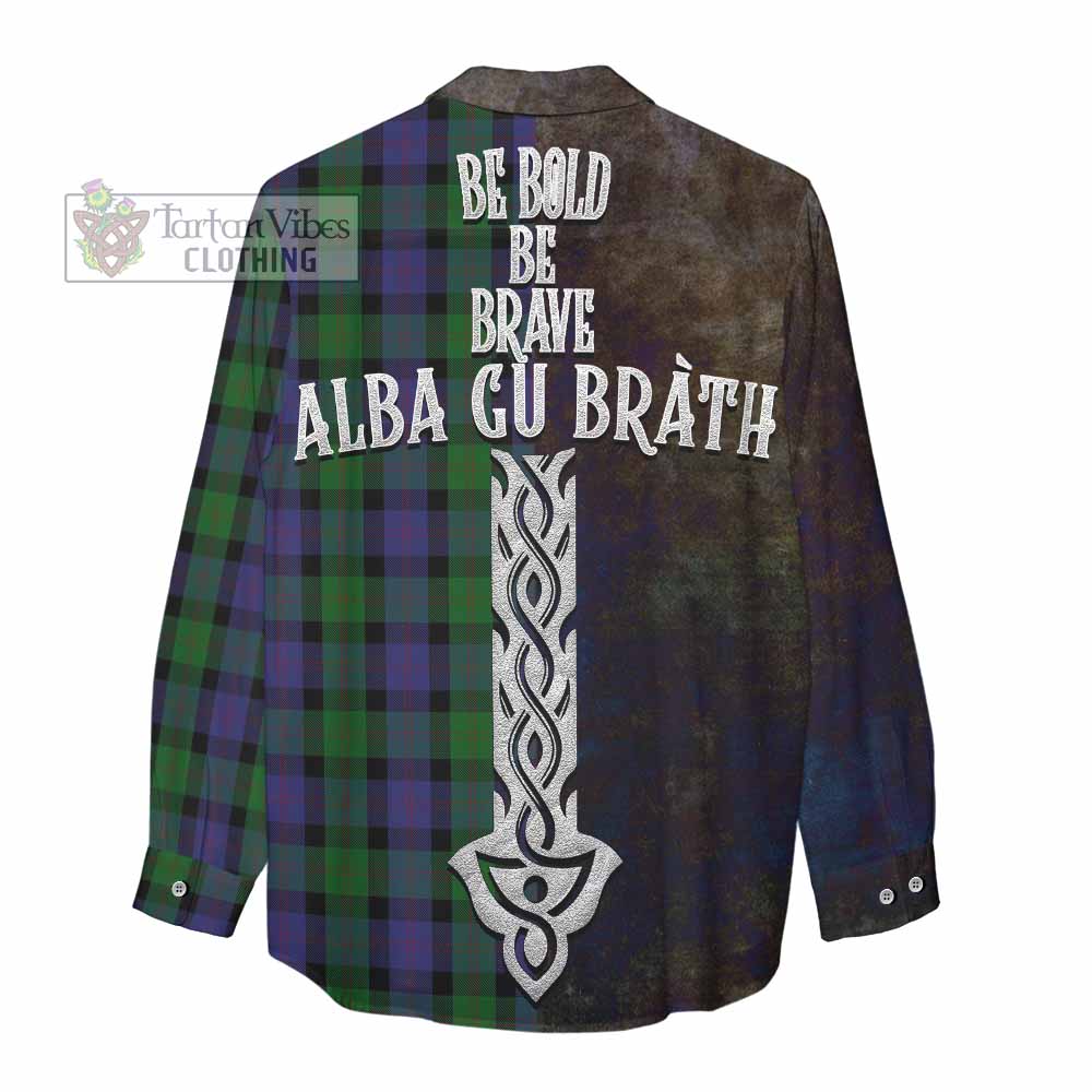 Tartan Vibes Clothing Blair Tartan Family Crest Women's Casual Shirt Alba Gu Brath Be Brave Lion Ancient Style