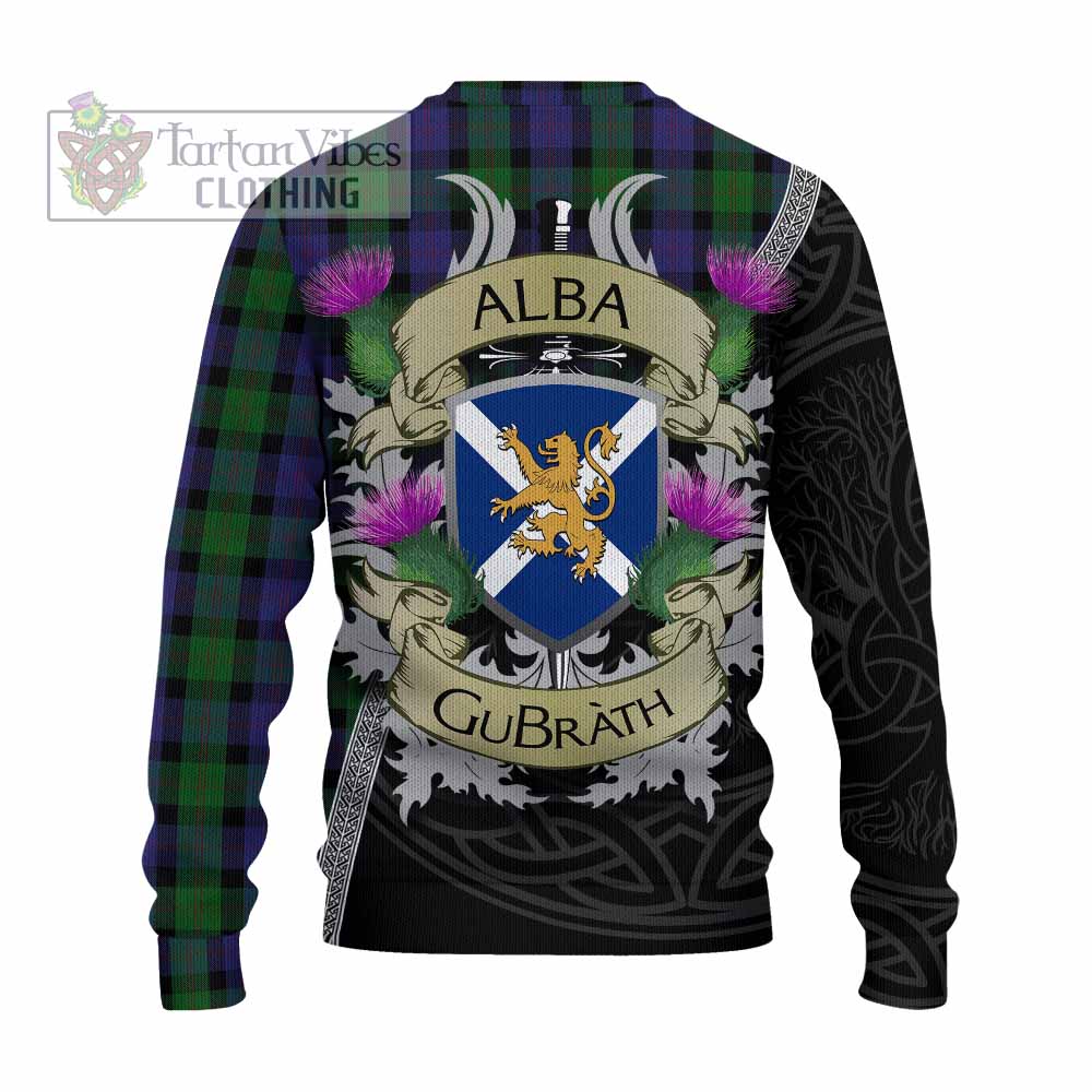 Tartan Vibes Clothing Blair Tartan Family Crest Knitted Sweater Lion Rampant Royal Thistle Shield Celtic Inspired
