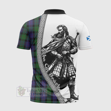 Tartan Vibes Clothing Blair Tartan Clan Crest Zipper Polo Shirt with Highlander Warrior Celtic Style