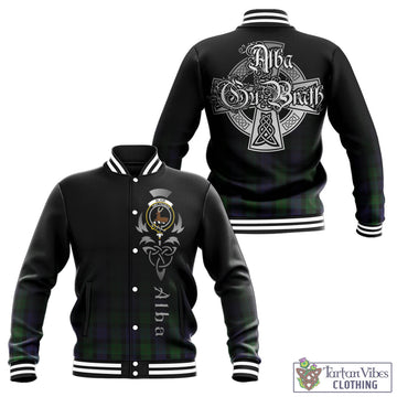 Tartan Vibes Clothing Blair Tartan Baseball Jacket Featuring Alba Gu Brath Family Crest Celtic Inspired