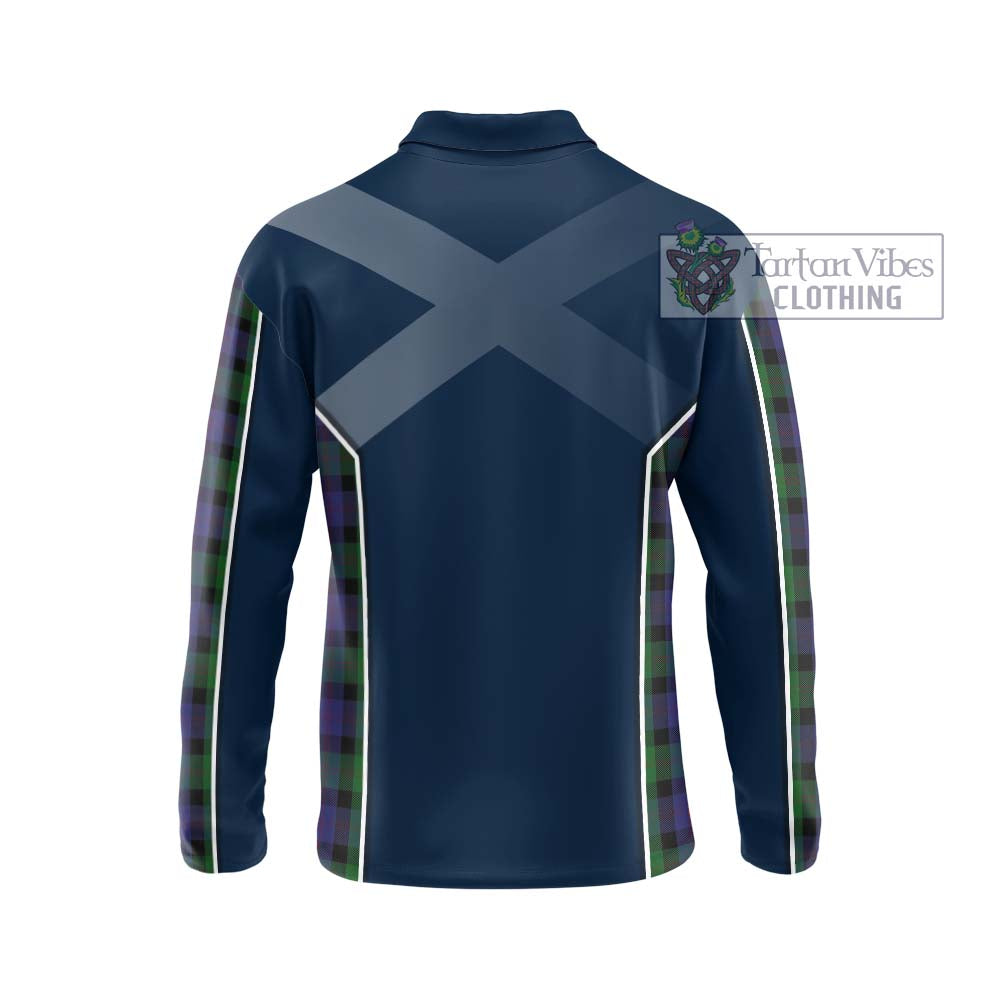 Blair Tartan Long Sleeve Polo Shirt with Family Crest and Lion Rampant Vibes Sport Style - Tartan Vibes Clothing