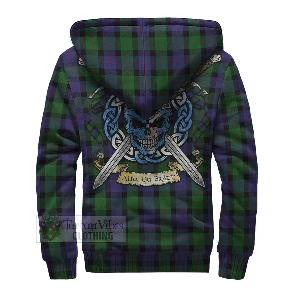 Tartan Vibes Clothing Blair Tartan Sherpa Hoodie with Family Crest Celtic Skull Style