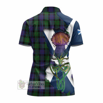 Tartan Vibes Clothing Blair Tartan Family Crest Women's Polo Shirt Scottish Thistle Celtic Inspired