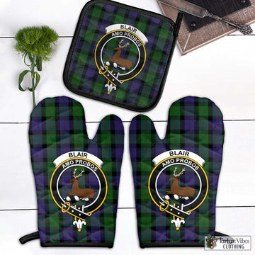 Blair Tartan Combo Oven Mitt & Pot-Holder with Family Crest Combo 1 Oven Mitt & 1 Pot-Holder Black - Tartan Vibes Clothing