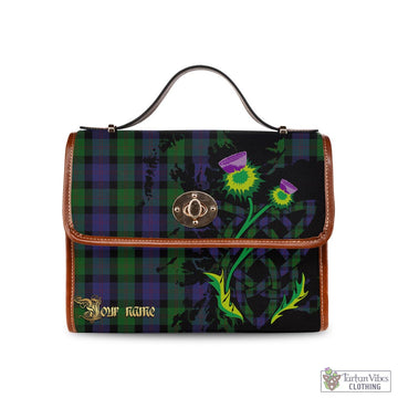 Blair Tartan Waterproof Canvas Bag with Scotland Map and Thistle Celtic Accents