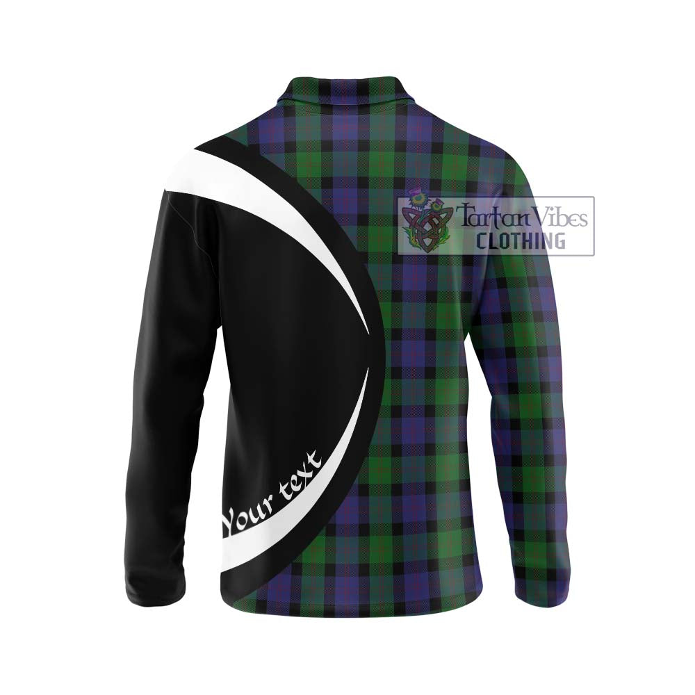Blair Tartan Long Sleeve Polo Shirt with Family Crest Circle Style - Tartan Vibes Clothing