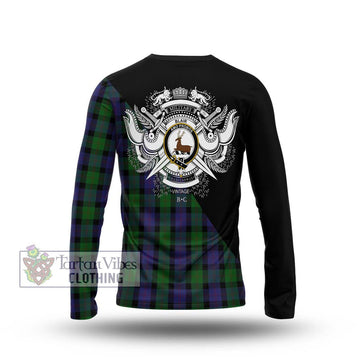 Blair Tartan Long Sleeve T-Shirt with Family Crest and Military Logo Style - Tartanvibesclothing Shop