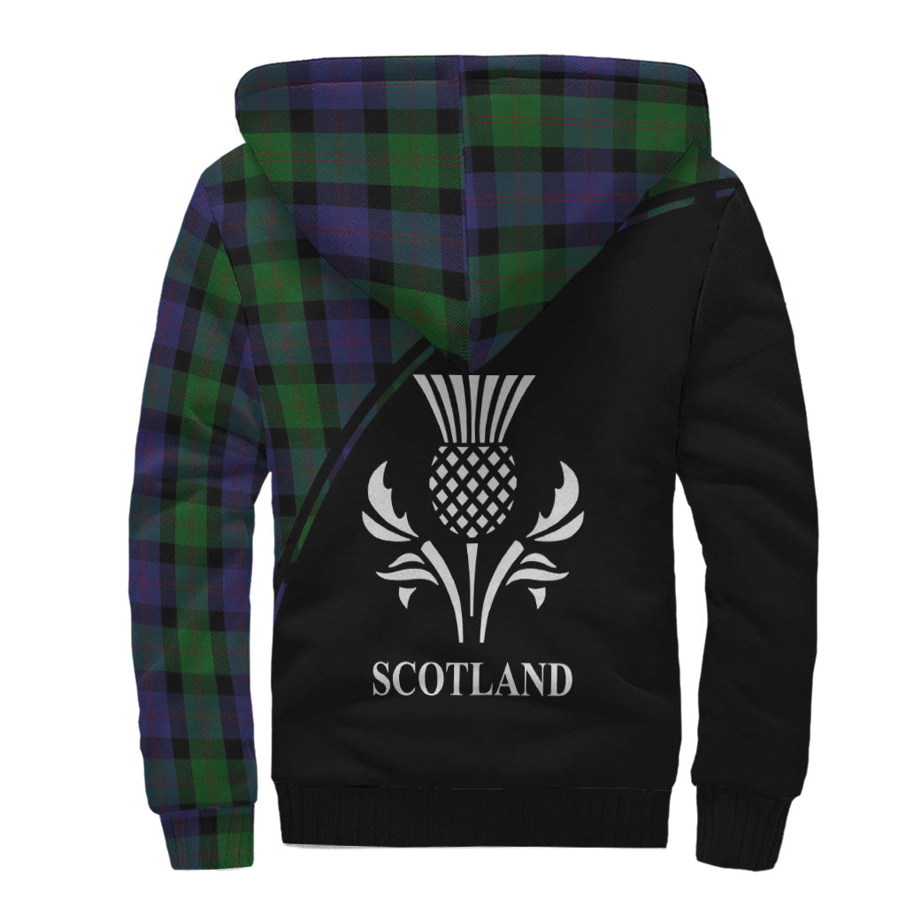 Blair Tartan Sherpa Hoodie with Family Crest Curve Style - Tartanvibesclothing