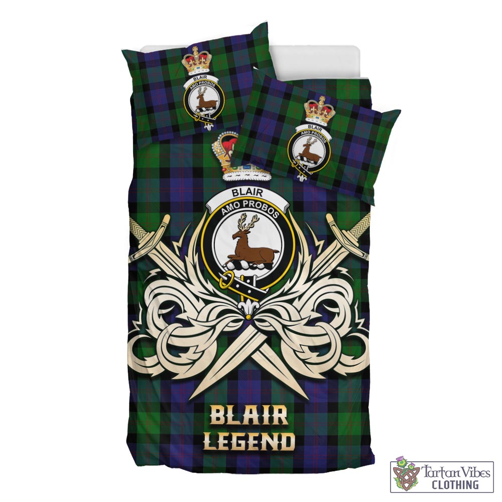 Tartan Vibes Clothing Blair Tartan Bedding Set with Clan Crest and the Golden Sword of Courageous Legacy