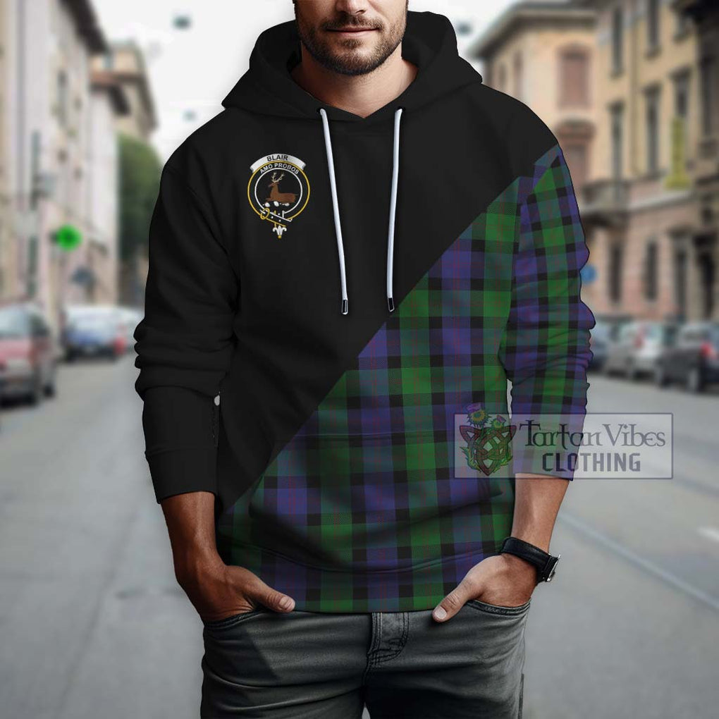 Blair Tartan Hoodie with Family Crest and Military Logo Style - Tartanvibesclothing Shop