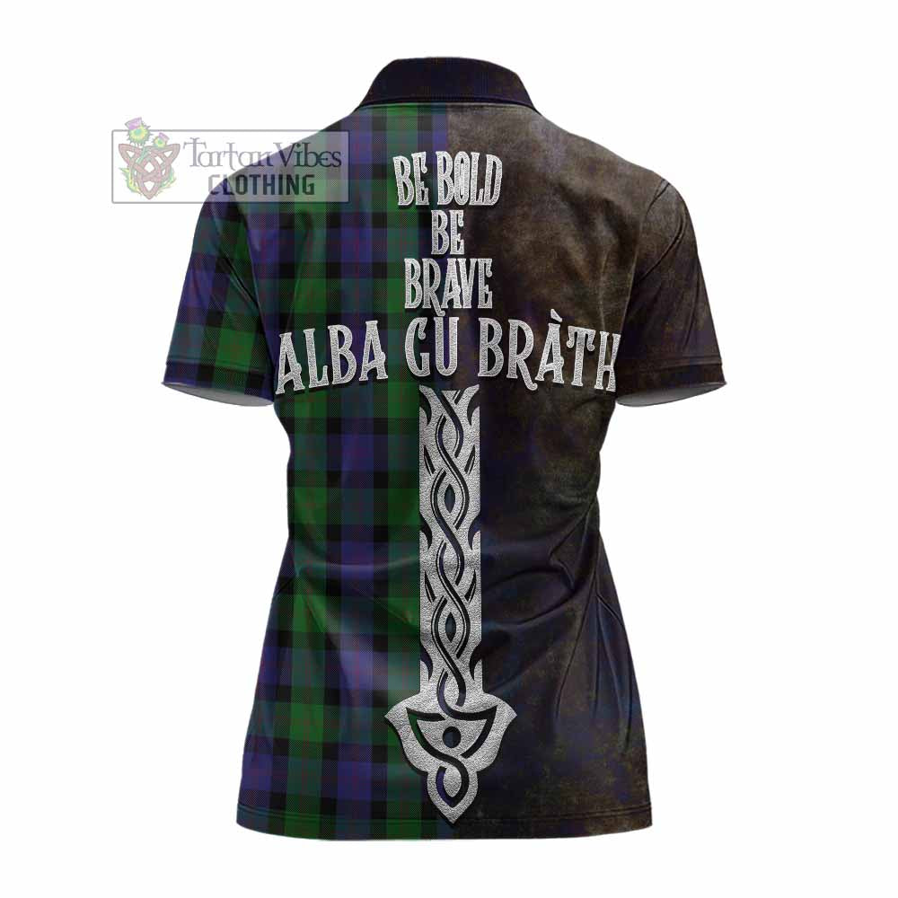 Tartan Vibes Clothing Blair Tartan Family Crest Women's Polo Shirt Alba Gu Brath Be Brave Lion Ancient Style