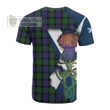 Blair Tartan Family Crest Cotton T-shirt Scottish Thistle Celtic Inspired
