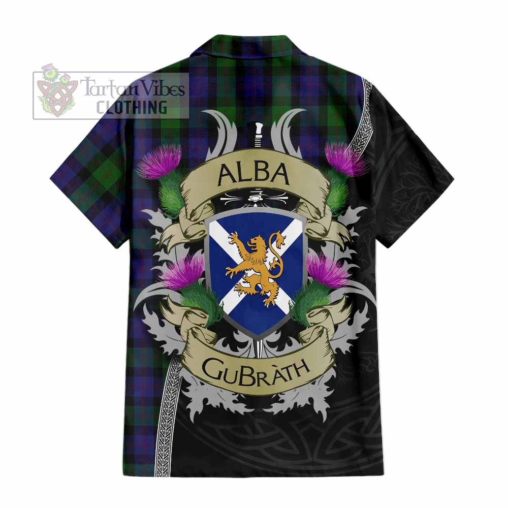 Tartan Vibes Clothing Blair Tartan Family Crest Short Sleeve Button Shirt Lion Rampant Royal Thistle Shield Celtic Inspired