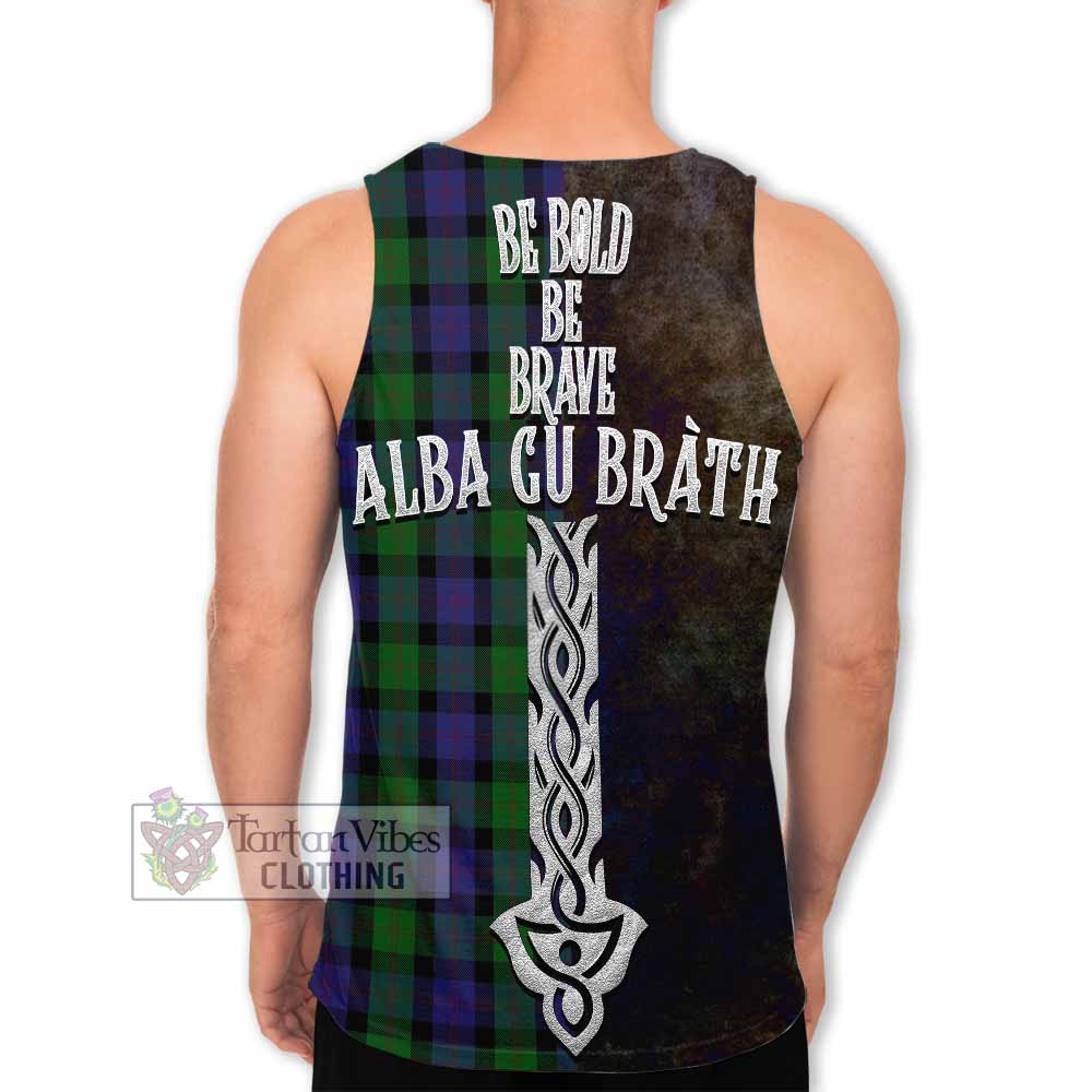 Tartan Vibes Clothing Blair Tartan Family Crest Men's Tank Top Alba Gu Brath Be Brave Lion Ancient Style
