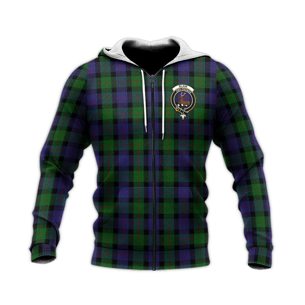 Blair Tartan Knitted Hoodie with Family Crest Unisex Knitted Zip Hoodie - Tartanvibesclothing