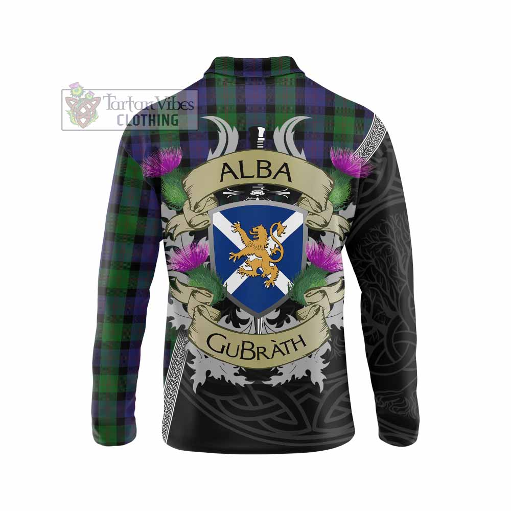Tartan Vibes Clothing Blair Tartan Family Crest Long Sleeve Polo Shirt Lion Rampant Royal Thistle Shield Celtic Inspired