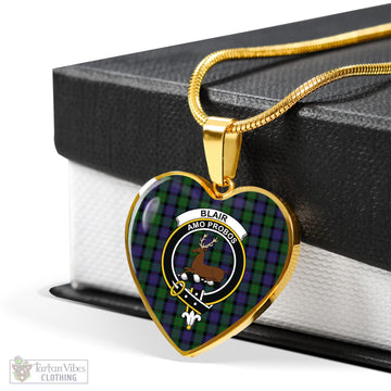 Blair Tartan Heart Necklace with Family Crest