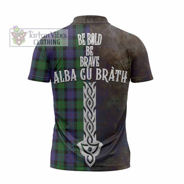 Blair Tartan Family Crest Zipper Polo Shirt Alba Gu Brath Be Brave Lion Ancient Style