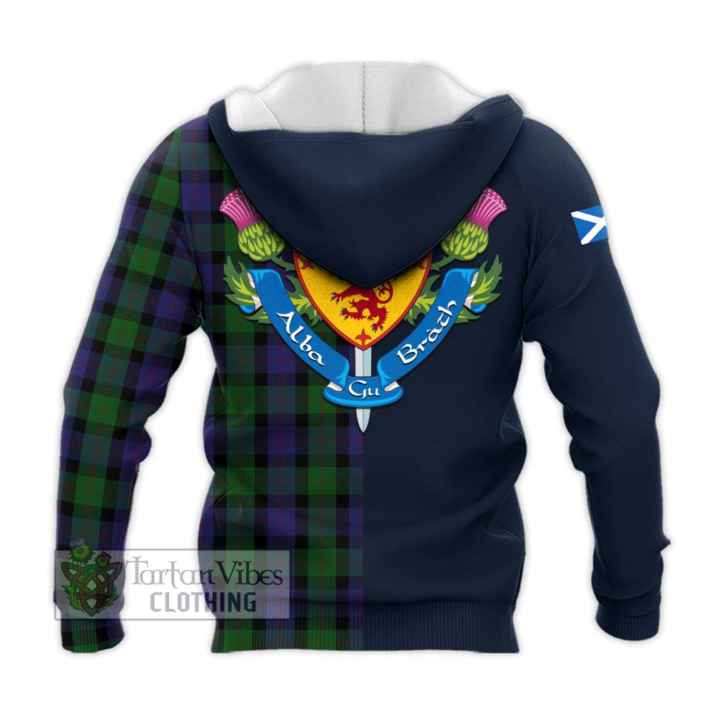 Tartan Vibes Clothing Blair Tartan Knitted Hoodie with Scottish Lion Royal Arm Half Style