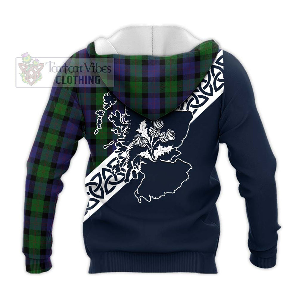 Tartan Vibes Clothing Blair Tartan Knitted Hoodie Featuring Thistle and Scotland Map