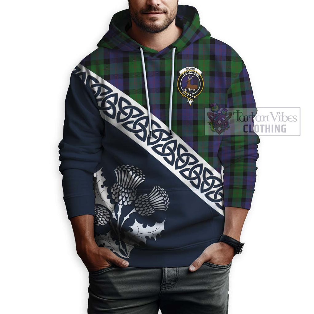 Tartan Vibes Clothing Blair Tartan Hoodie Featuring Thistle and Scotland Map