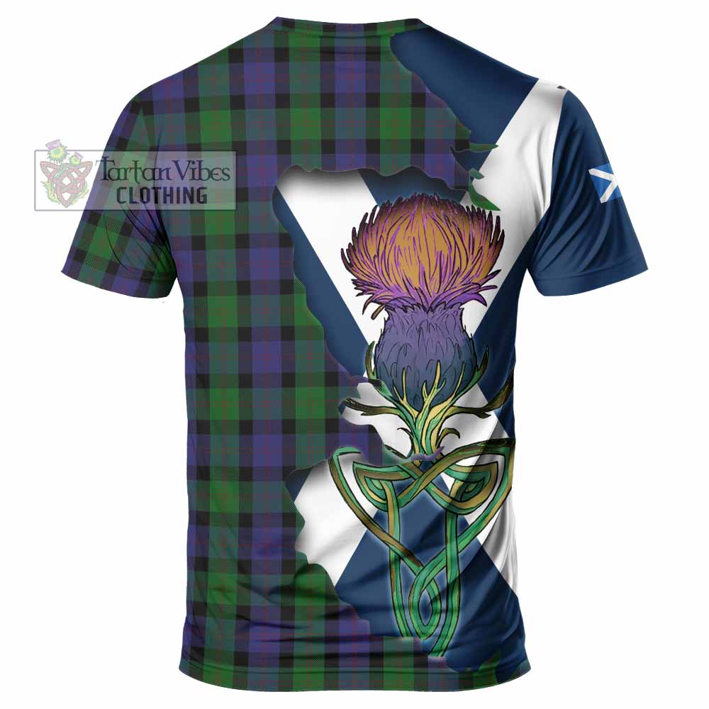 Tartan Vibes Clothing Blair Tartan Family Crest T-Shirt Scottish Thistle Celtic Inspired