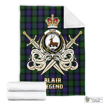 Blair Tartan Blanket with Clan Crest and the Golden Sword of Courageous Legacy