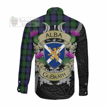 Blair Tartan Family Crest Long Sleeve Button Shirt Lion Rampant Royal Thistle Shield Celtic Inspired