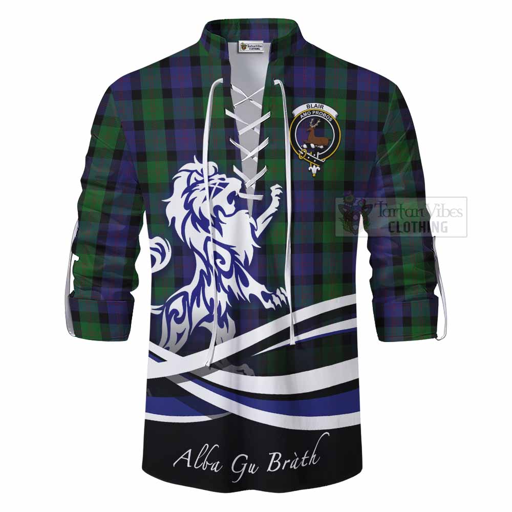 Tartan Vibes Clothing Blair Tartan Ghillie Kilt Shirt with Alba Gu Brath Regal Lion Emblem