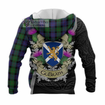 Blair Tartan Family Crest Knitted Hoodie Lion Rampant Royal Thistle Shield Celtic Inspired