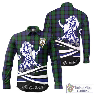 Blair Tartan Long Sleeve Button Up Shirt with Alba Gu Brath Regal Lion Emblem