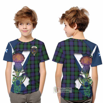 Blair Tartan Family Crest Kid T-Shirt Scottish Thistle Celtic Inspired