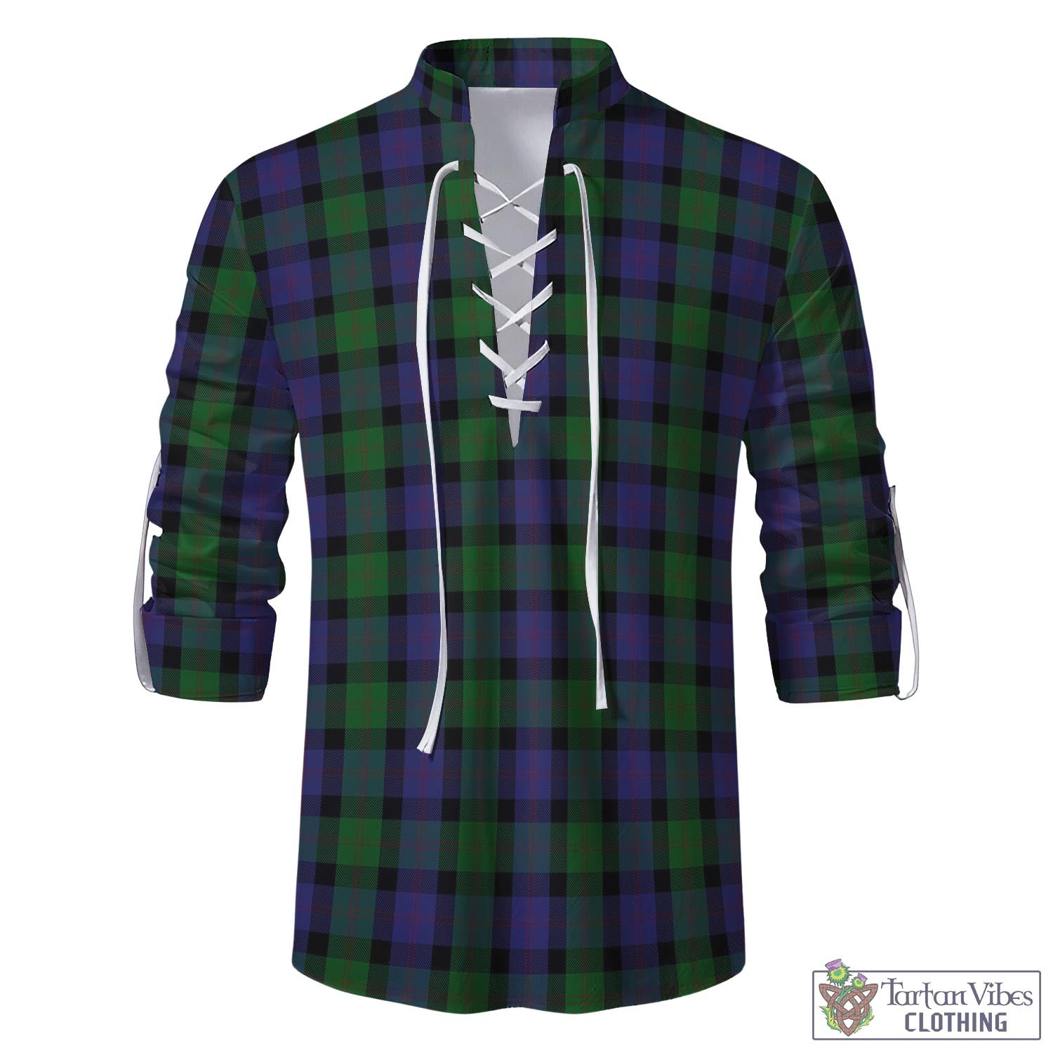 Tartan Vibes Clothing Blair Tartan Men's Scottish Traditional Jacobite Ghillie Kilt Shirt