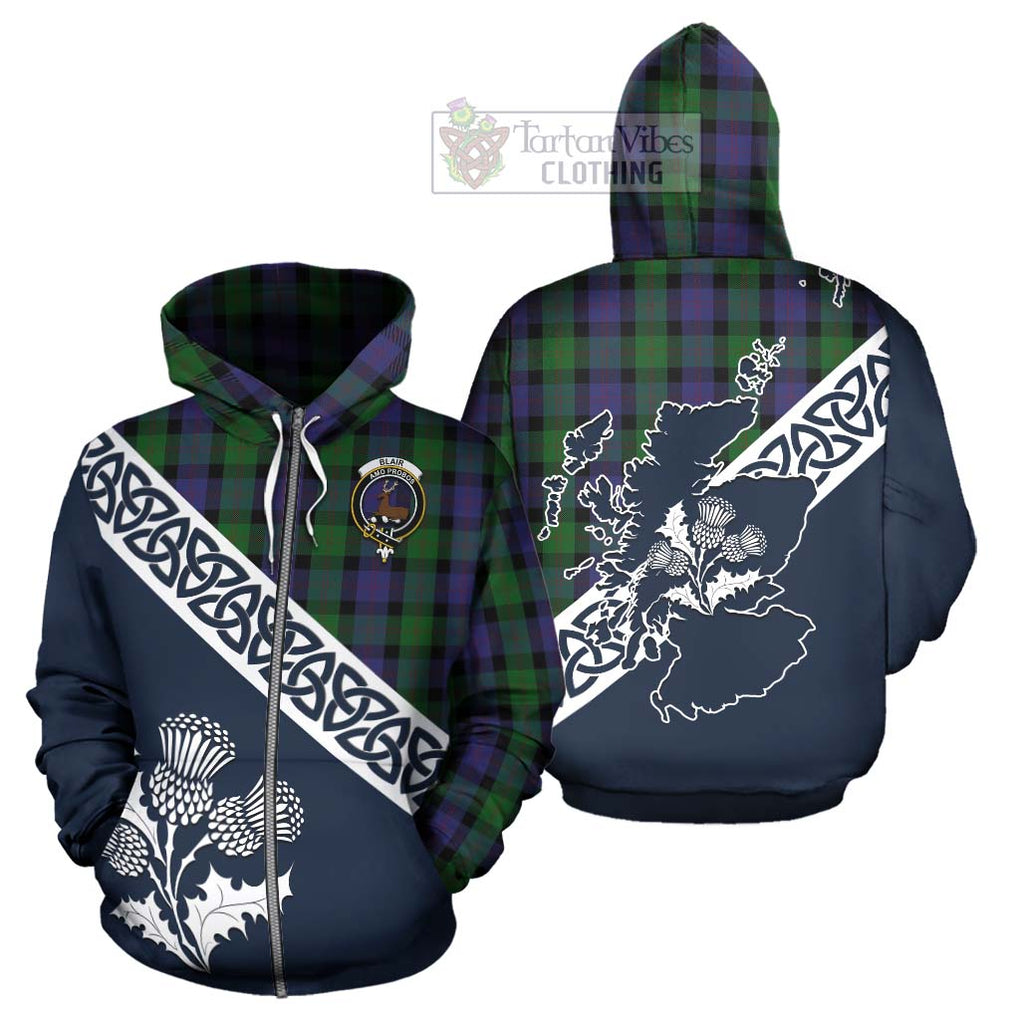 Tartan Vibes Clothing Blair Tartan Hoodie Featuring Thistle and Scotland Map