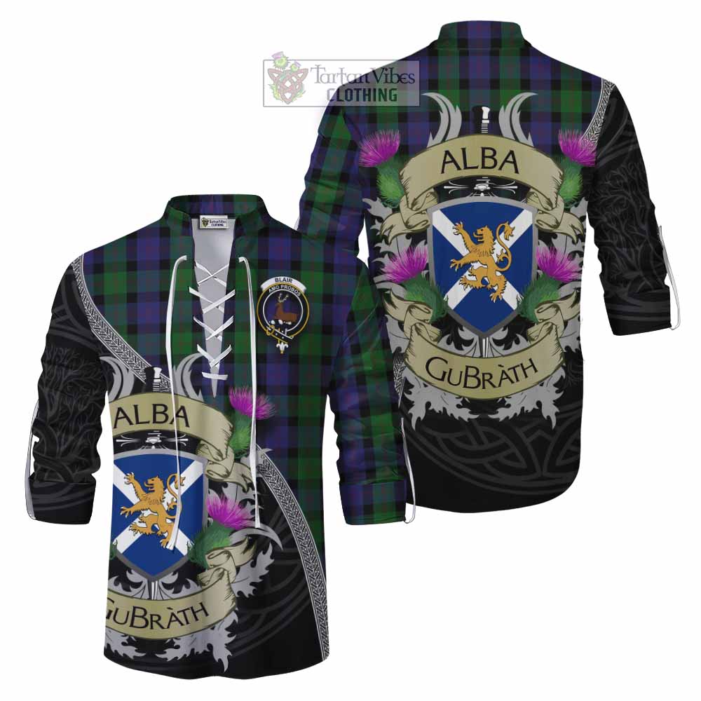 Tartan Vibes Clothing Blair Tartan Family Crest Ghillie Kilt Shirt Lion Rampant Royal Thistle Shield Celtic Inspired