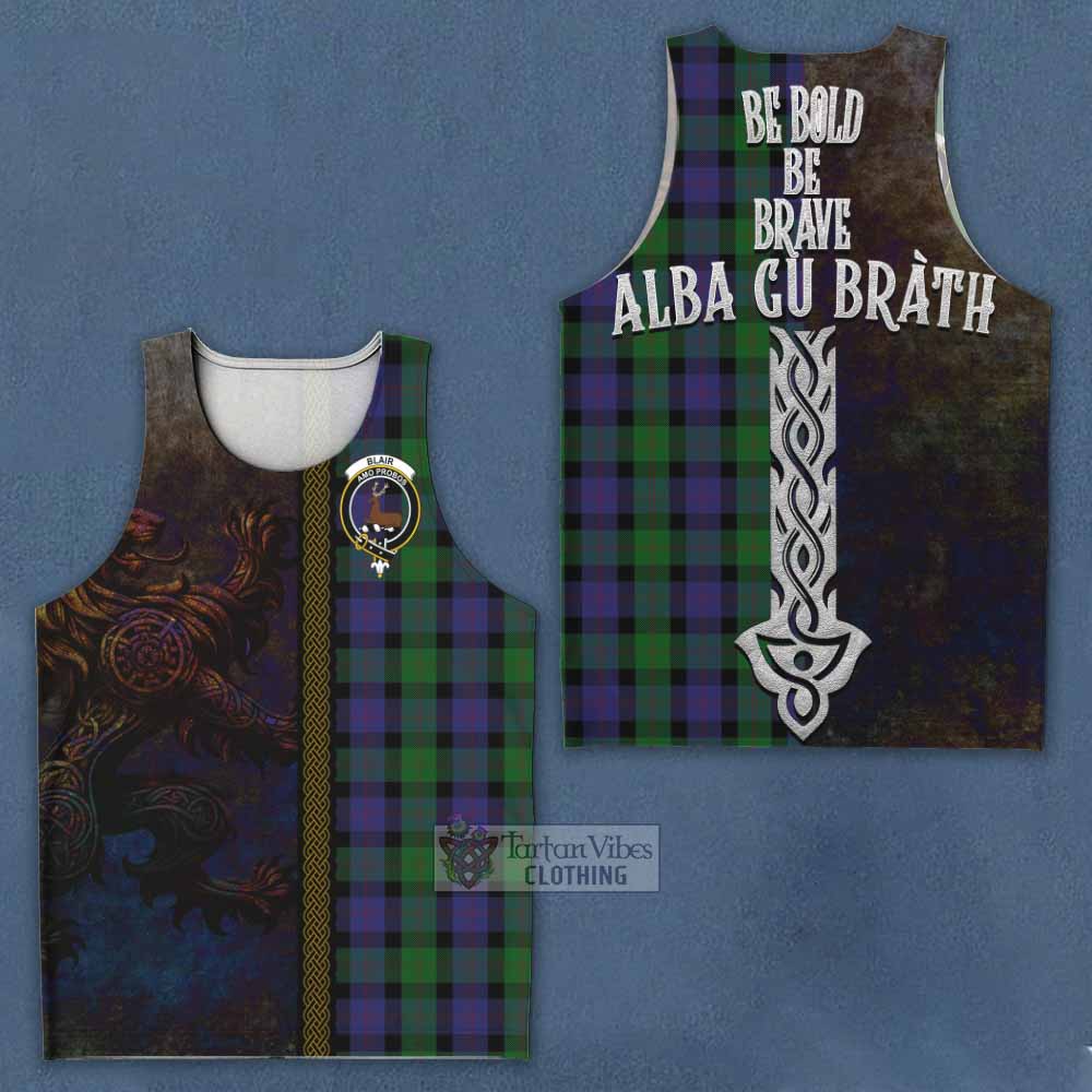 Tartan Vibes Clothing Blair Tartan Family Crest Men's Tank Top Alba Gu Brath Be Brave Lion Ancient Style