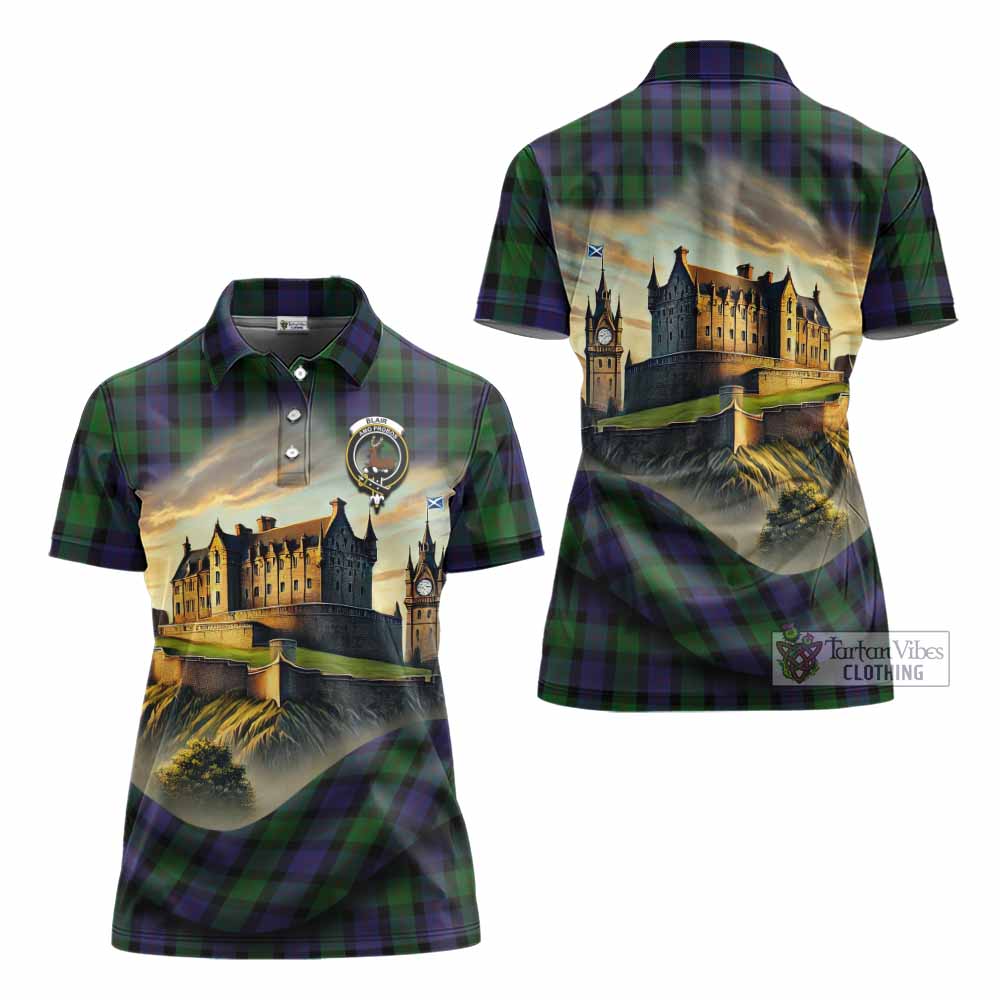 Tartan Vibes Clothing Blair Tartan Family Crest Women's Polo Shirt with Scottish Ancient Castle Stype