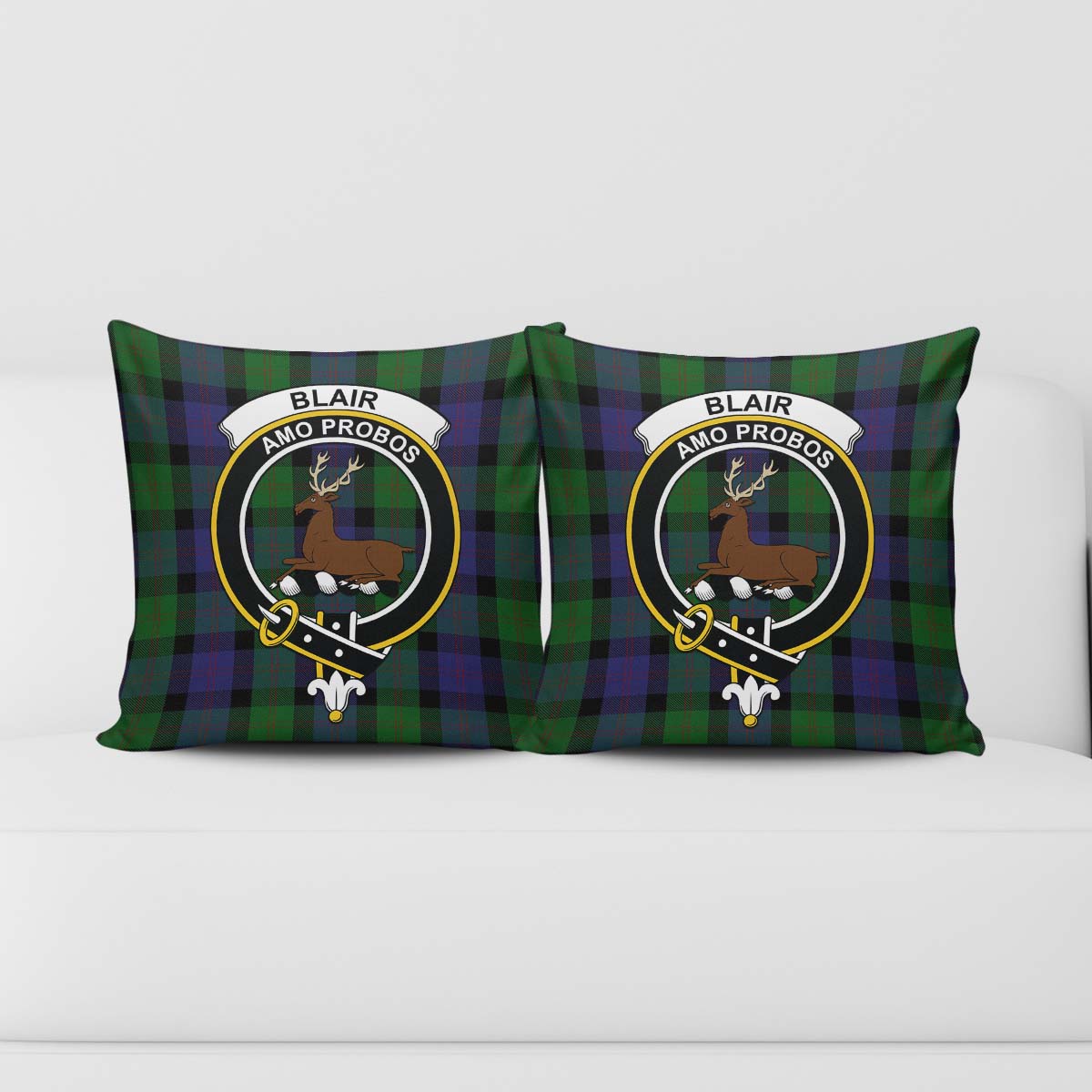 Blair Tartan Pillow Cover with Family Crest - Tartan Vibes Clothing