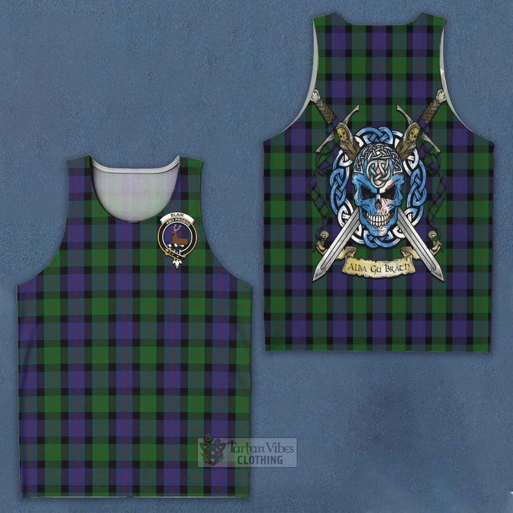 Blair Tartan Men's Tank Top with Family Crest Celtic Skull Style - Tartan Vibes Clothing