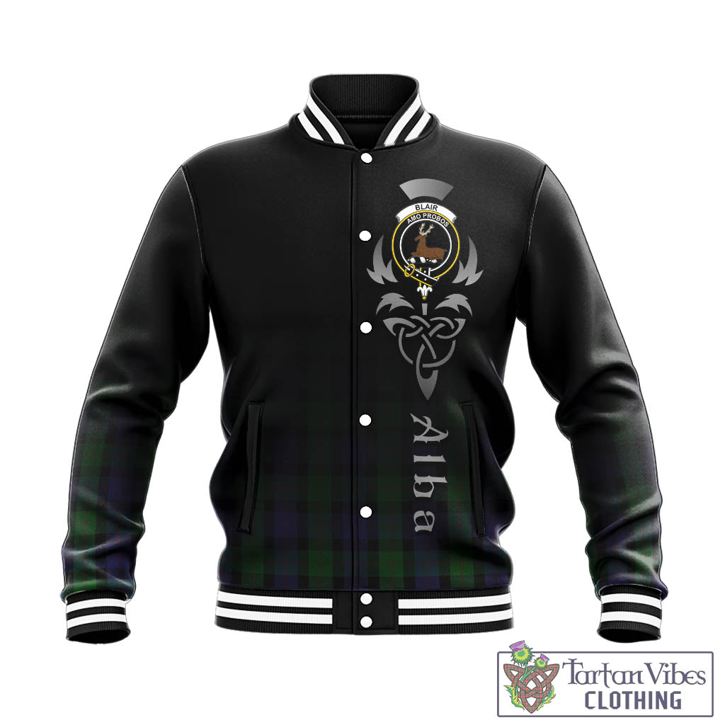 Tartan Vibes Clothing Blair Tartan Baseball Jacket Featuring Alba Gu Brath Family Crest Celtic Inspired