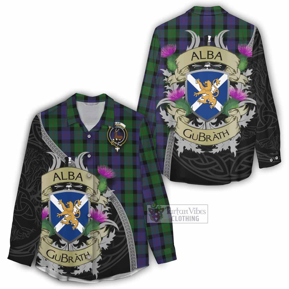 Tartan Vibes Clothing Blair Tartan Family Crest Women's Casual Shirt Lion Rampant Royal Thistle Shield Celtic Inspired