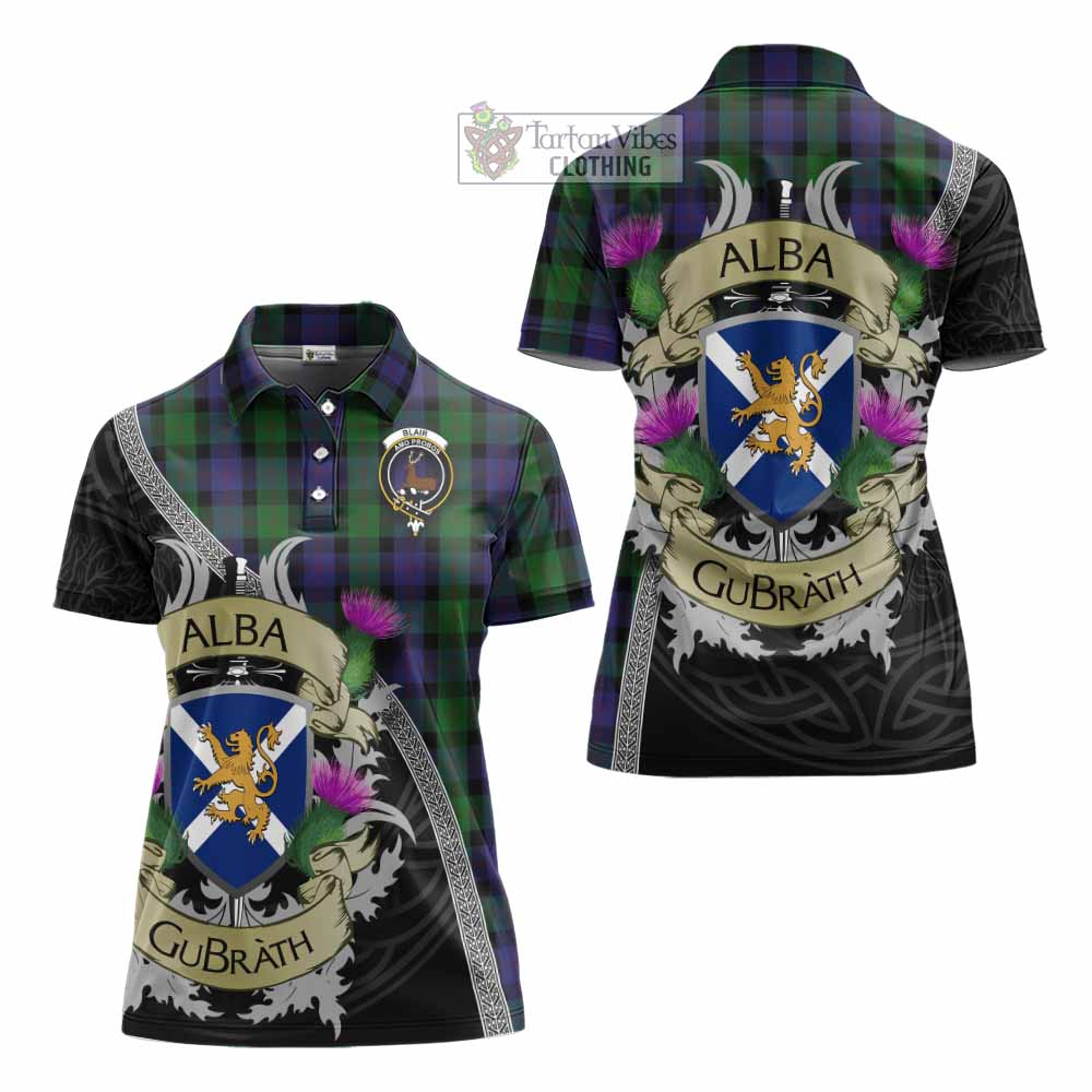 Tartan Vibes Clothing Blair Tartan Family Crest Women's Polo Shirt Lion Rampant Royal Thistle Shield Celtic Inspired