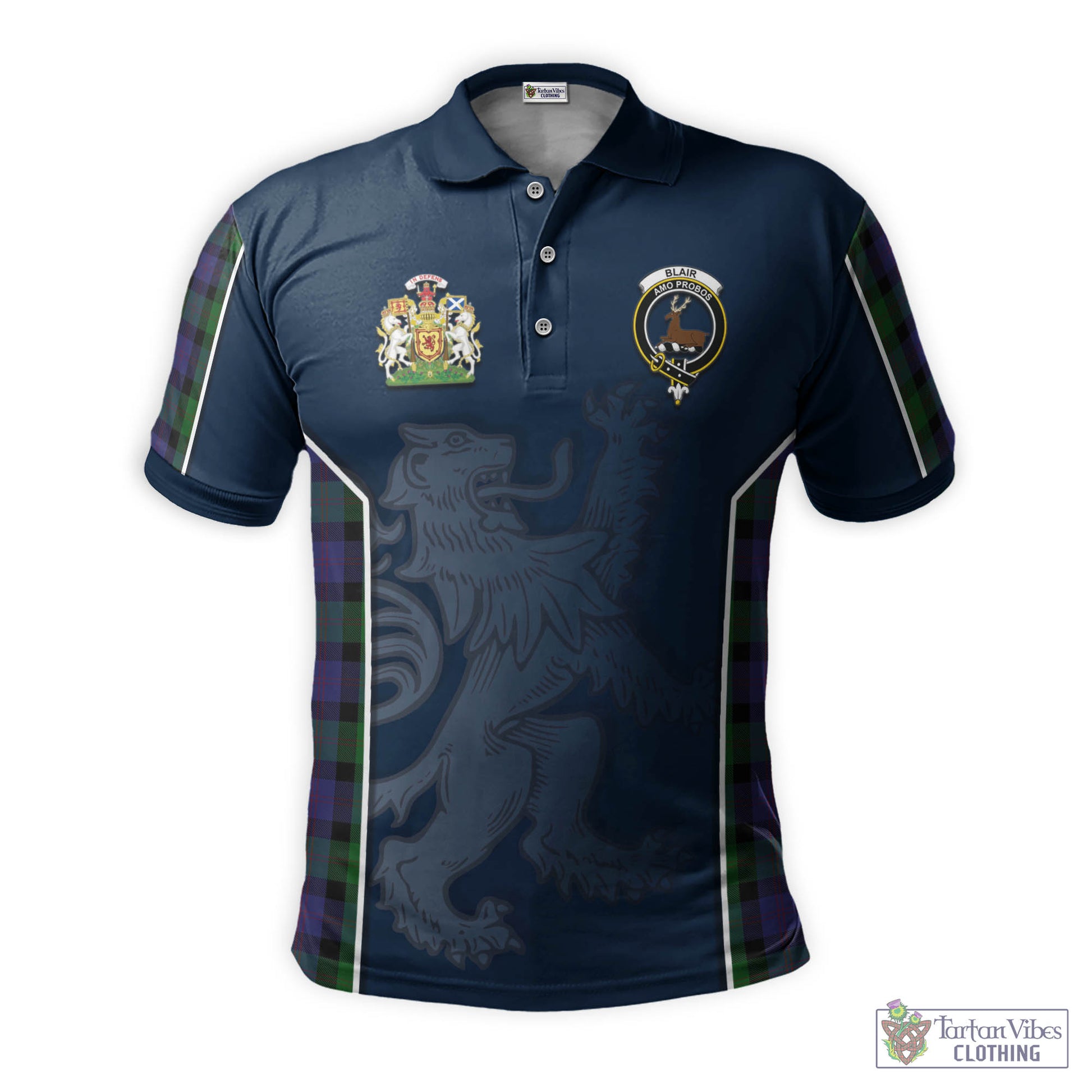 Tartan Vibes Clothing Blair Tartan Men's Polo Shirt with Family Crest and Lion Rampant Vibes Sport Style