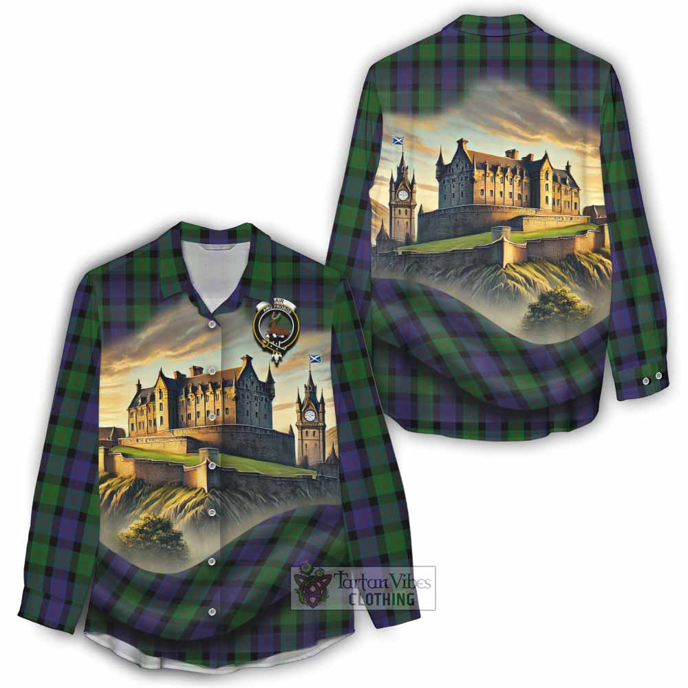 Tartan Vibes Clothing Blair Tartan Family Crest Women's Casual Shirt with Scottish Ancient Castle Style
