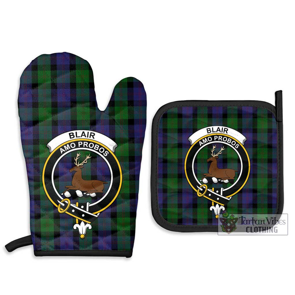 Blair Tartan Combo Oven Mitt & Pot-Holder with Family Crest Combo 1 Oven Mitt & 2 Pot-Holder Black - Tartan Vibes Clothing